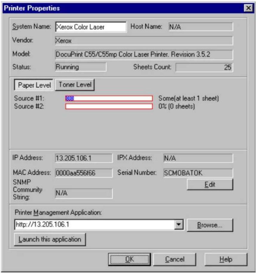 XEROX Document Centre 265ST - Printer Properties Window - 1