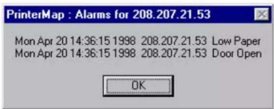 XEROX Document Centre 265ST - Individual Printer Alarms Window - 1