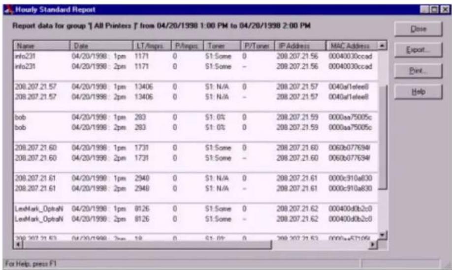 XEROX Document Centre 255 LP - Generated Report Window - 1
