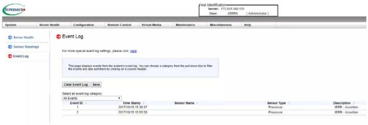 Supermicro SuperServer SYS-211GT-HNTR - Check BMC Error Log - 1