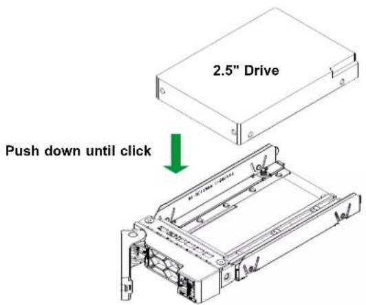 Supermicro SuperServer SYS-211GT-HNTR - Installing a 2.5" Drive into the Drive Tray - 1