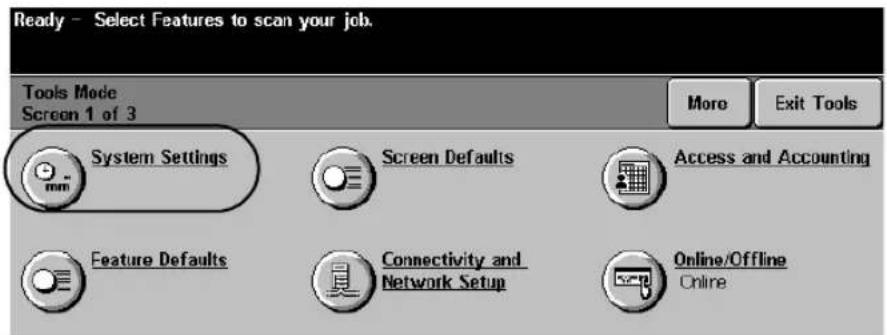 XEROX Document Centre 470 ST - Tools Screen 1 - System Settings - 2
