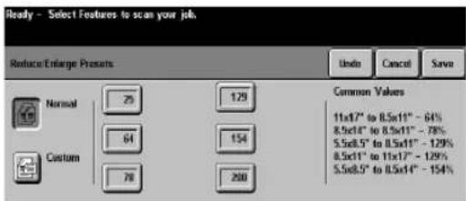 XEROX Document Centre 470 ST - Reduce/Enlarge Presets (Normal or Custom) - 1