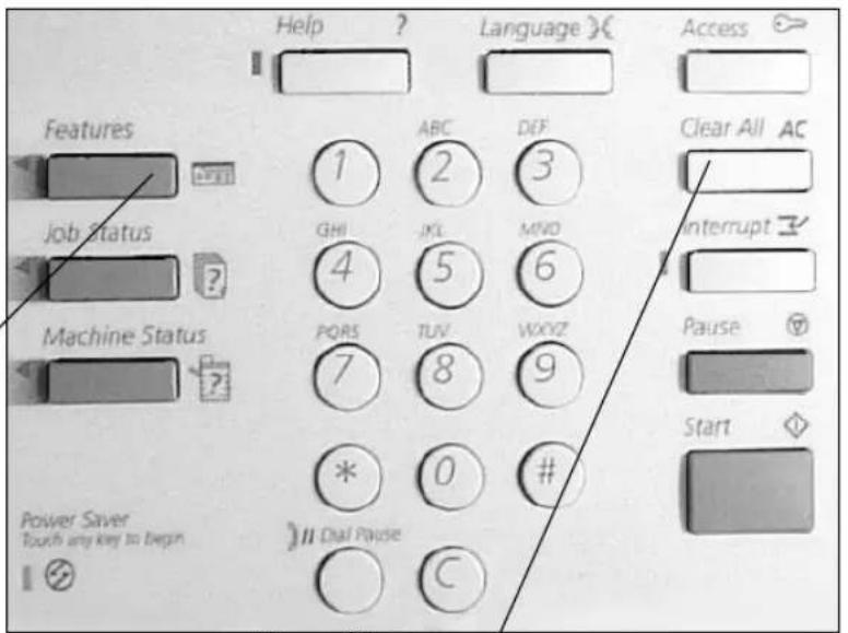 XEROX Document Centre 426 ST - Select the Features button - 2