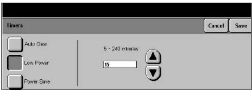 XEROX Document Centre 426 ST - Changing the Default Time Settings for Low Power and Power Save (Auto Off/Sleep) Modes - 7