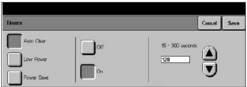 XEROX Document Centre 426 ST - Changing the Default Time Settings for Low Power and Power Save (Auto Off/Sleep) Modes - 6