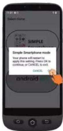 Amplicomms S510-C - Tap on SIMPLE Smartphone and press OK. The phone will restart. - 1