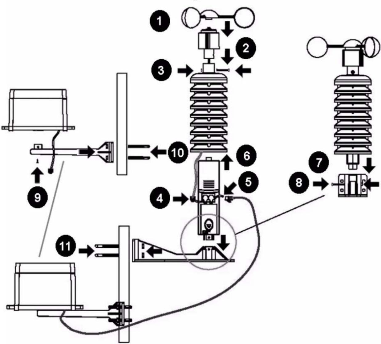 Ambient Weather WS-1075 - Connect and Mount the Sensor Array (Pole Mount) - 1