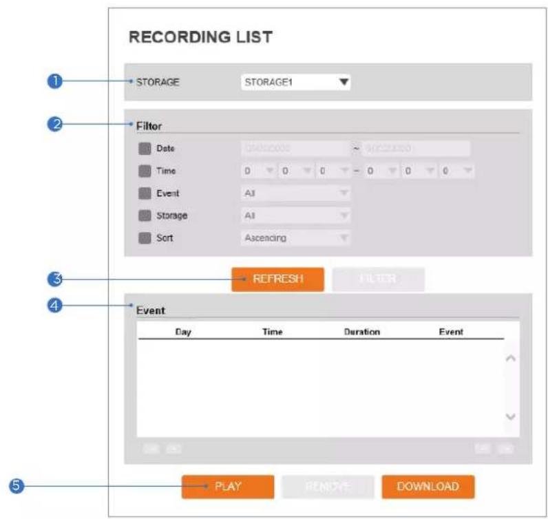 Digital Watchdog MEGApix DWC-MPF2WI - Recording List - 1