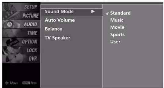 LG 42LY3DE - PRESET SOUND SETTINGS -SOUND MODE - 3