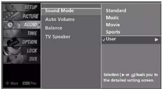 LG 42LY3DE - SOUND SETTING ADJUSTMENT-USER MODE - 2