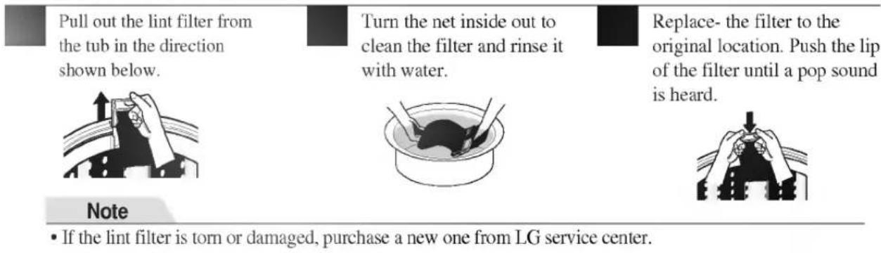 LG WF-T1068TH - To Clean the Lint Filter - 1
