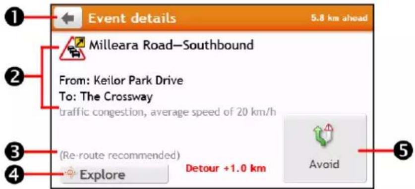NAVMAN MY90XLT - How do I view traffic details? - 1