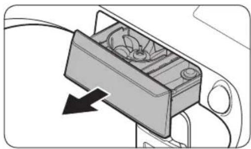 Diagram of a device interior with a box containing internal components and an arrow indicating direction (no text or symbols)
