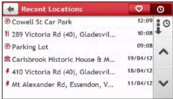 NAVMAN MY Truck III - How do I navigate to a recent place? - 1