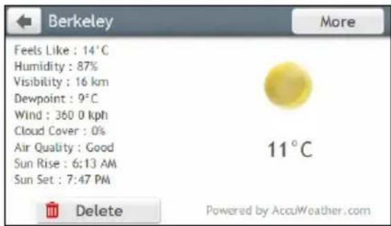 NAVMAN MY Truck III - How do I view weather information for a city I have added? - 1