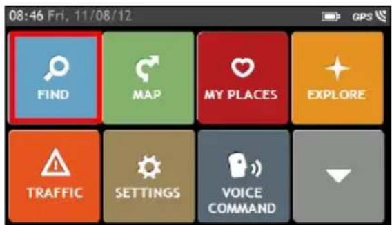 NAVMAN MY Truck III - On the Main Menu, tap the FIND address wiza - 2