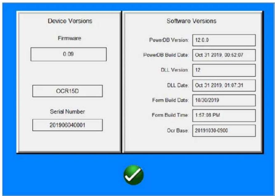 Megger OCR15D - Display Versions – Displays the hardware and software version information: - 1