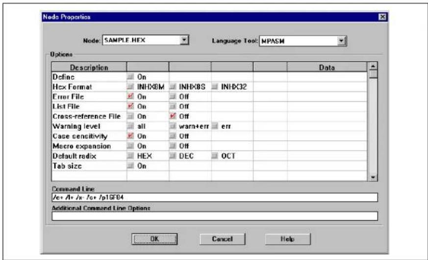 Microchip PIC16CR72 - Set Node Properties - 1