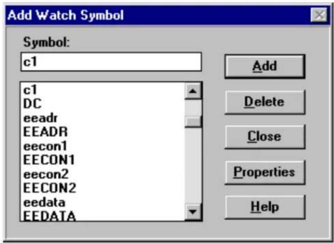 Microchip PIC16CR65 - Add Watch Window Symbols - 1