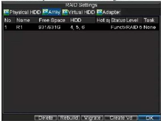Hikvision DS-9104HFI-S - To delete an array: - 1