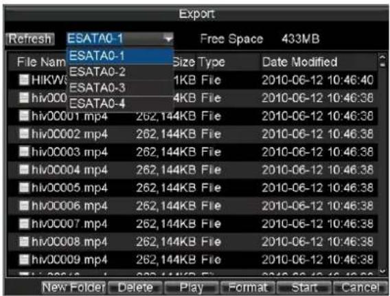 Hikvision DS-9104HFI-S - Exporting Files via e-SATA - 2