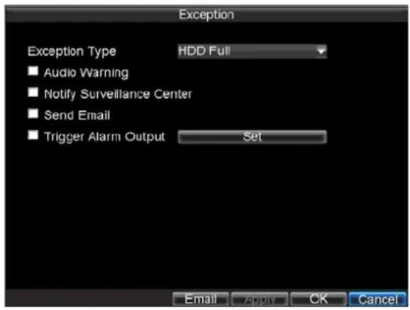 Hikvision DS-9104HFI-S - To set exceptions: - 1