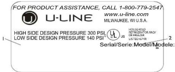 U-Line 3018RFOL-00 - Please Record Your Model Information - 1