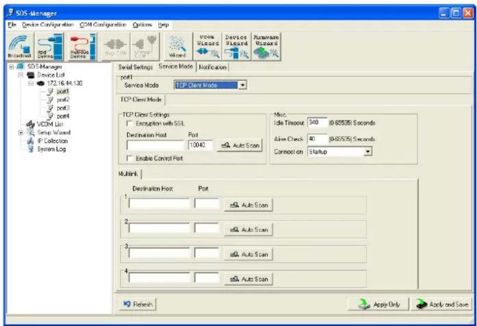 Milan SDSFX3113-111-LRT - Service Mode – TCP Client Mode - 1