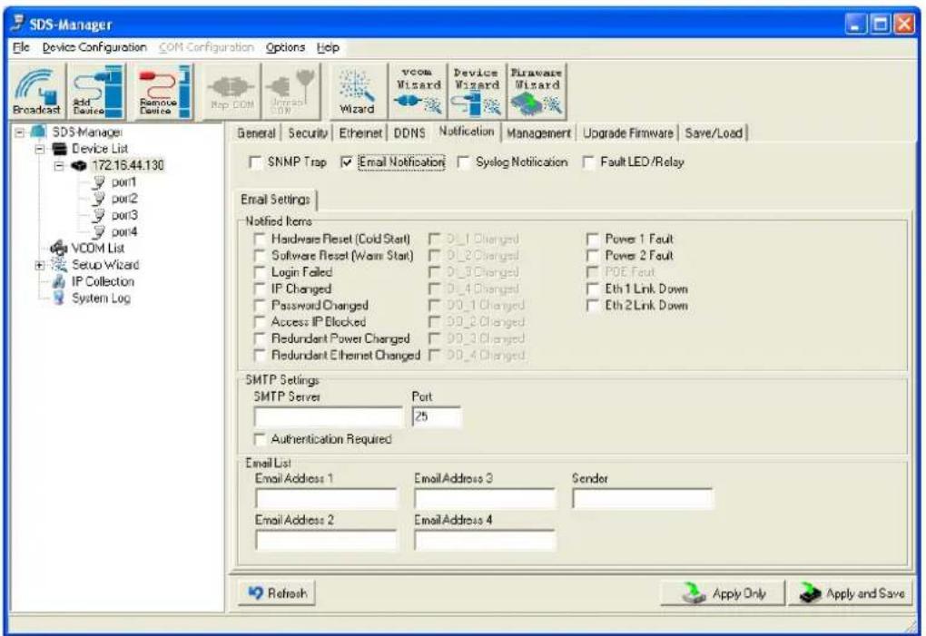 Milan SDSFX3114-111-LRT - Notification tab - Email Notification - 1