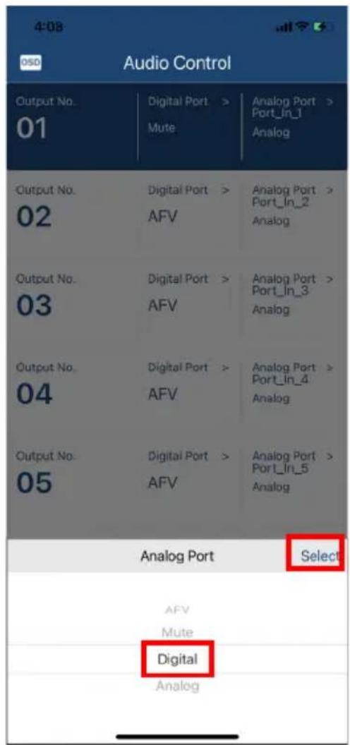 ATEN VM5404D - Select an option for the analog port. - 1