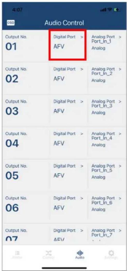 ATEN VM5404D - Specifying the Audio Inputs for the Digital and Analog Outputs - 1
