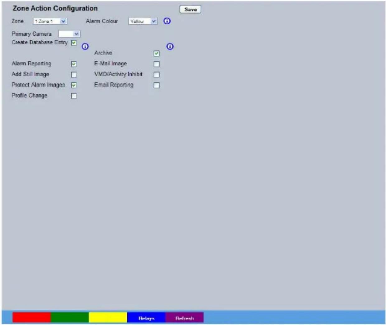 Dedicated Micros CamVu720 - Zone Actions - 1