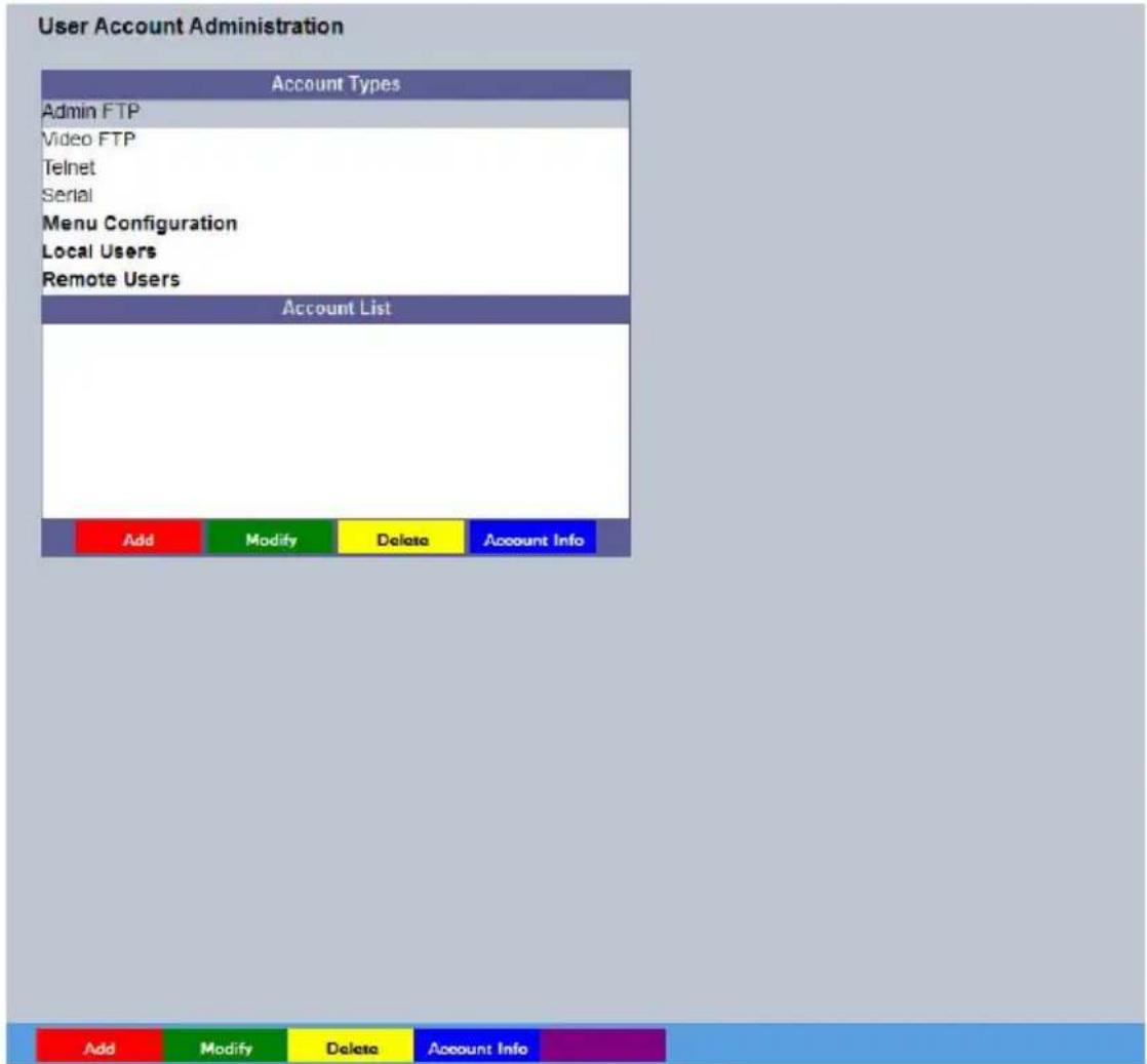 Dedicated Micros CamVu720 - User Accounts - 1