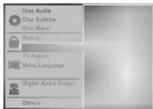 Dioe Audio Dioe Subscribers Dioe Menu Rating: TV Aspect Menu Language Digital Audio Output Others