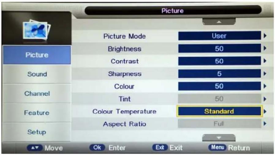 Palsonic TFTV558LED - Picture menu - 1