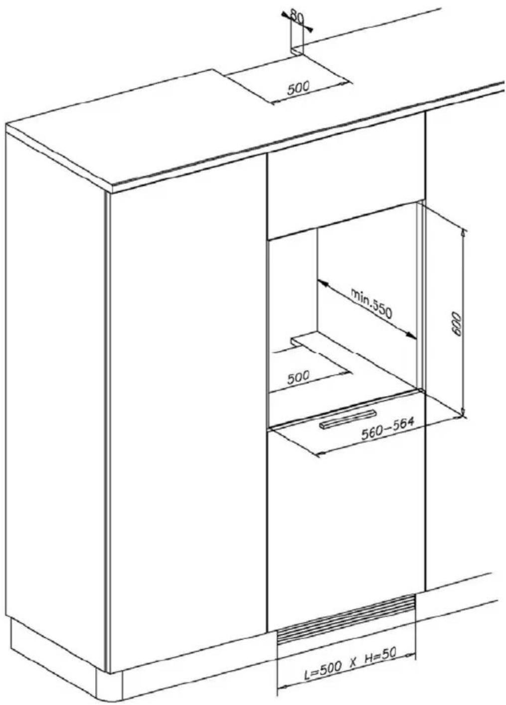 Euro Appliances Milan EMWD45SX - Insertion space measurements - 1