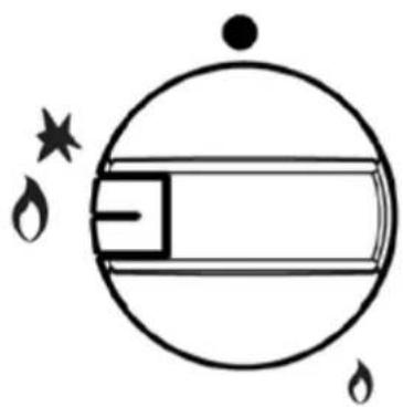 Simple line drawing of a moon with stars and fire symbols around it (no text or labels)