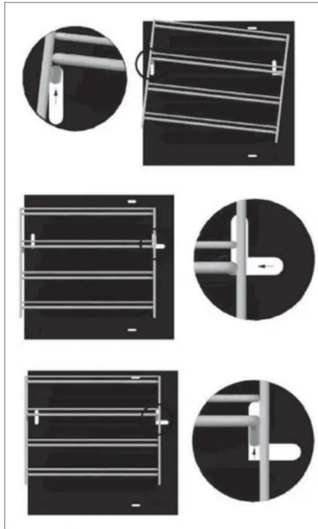 Six black-and-white diagrams showing different types of metal railings or structural components, with no visible text or symbols.