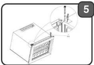 Technical diagram showing a device with labeled components and an inset magnified view of a mechanical assembly.