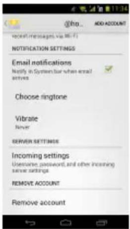 GSmart G1362 - To delete an e-mail account - 1