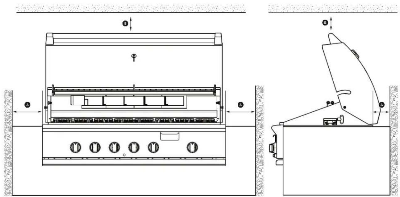 Fisher & Paykel BGB48-BQAR-N - Clearances to combustible construction\*\* - 1