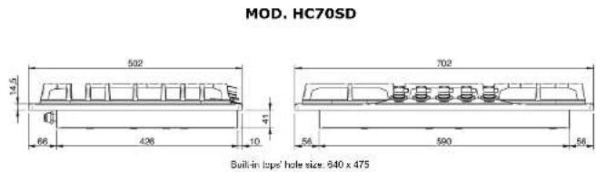 ILVE HCB90FCN/WHG-1 - Built-in tops' hole size - 3