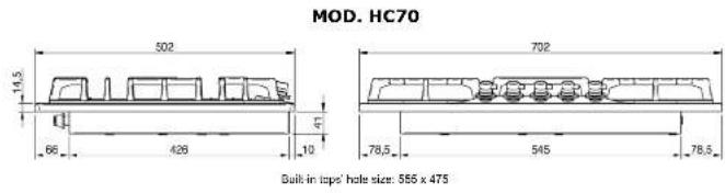 ILVE HCB90FCN/WHG-1 - Built-in tops' hole size - 2
