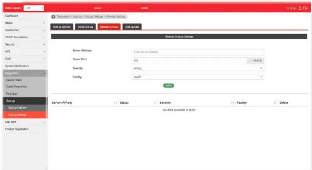 Draytek VigorSwitch G1085 - VIII-4-2-3 Remote SysLog - 1