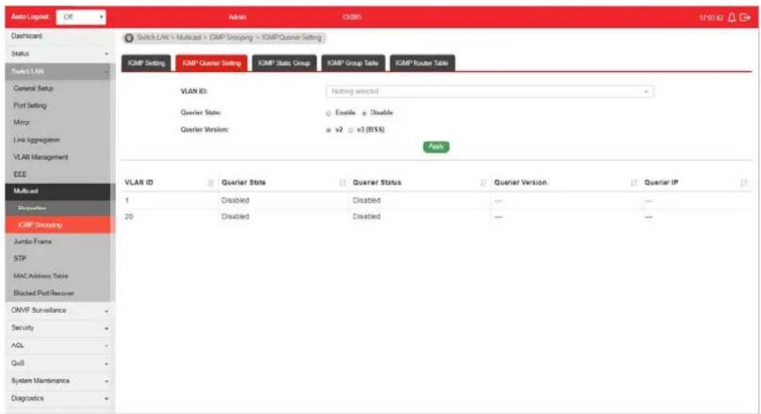 Draytek VigorSwitch G1085 - II-7-2-2 IGMP Querier Setting - 1