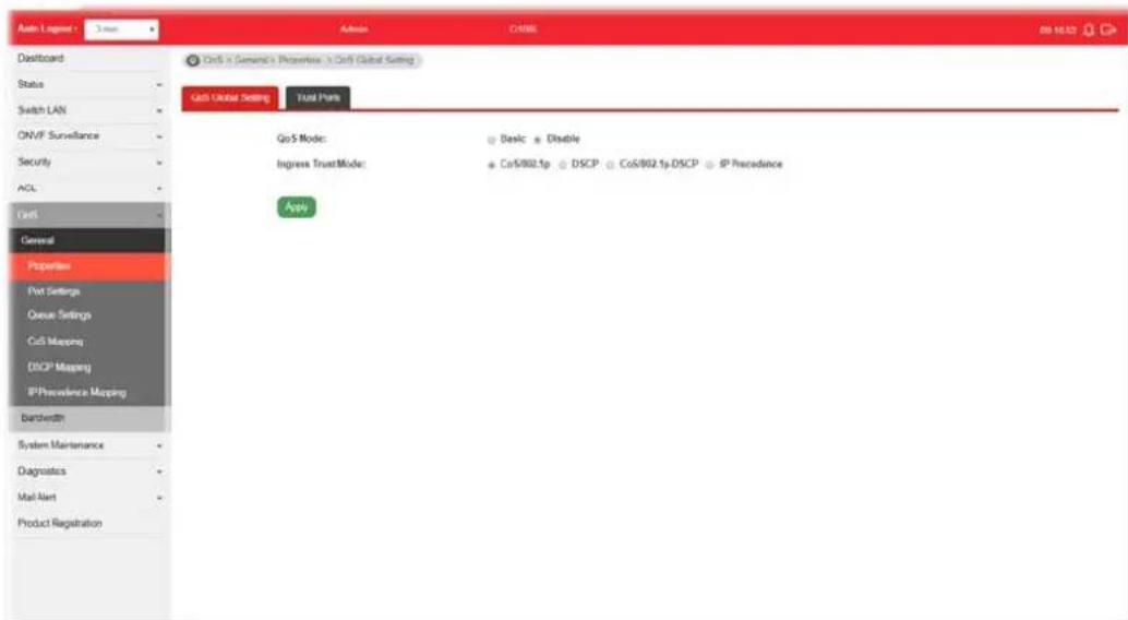 Draytek VigorSwitch G1085 - VI-1-1-1 QoS General Setting - 1