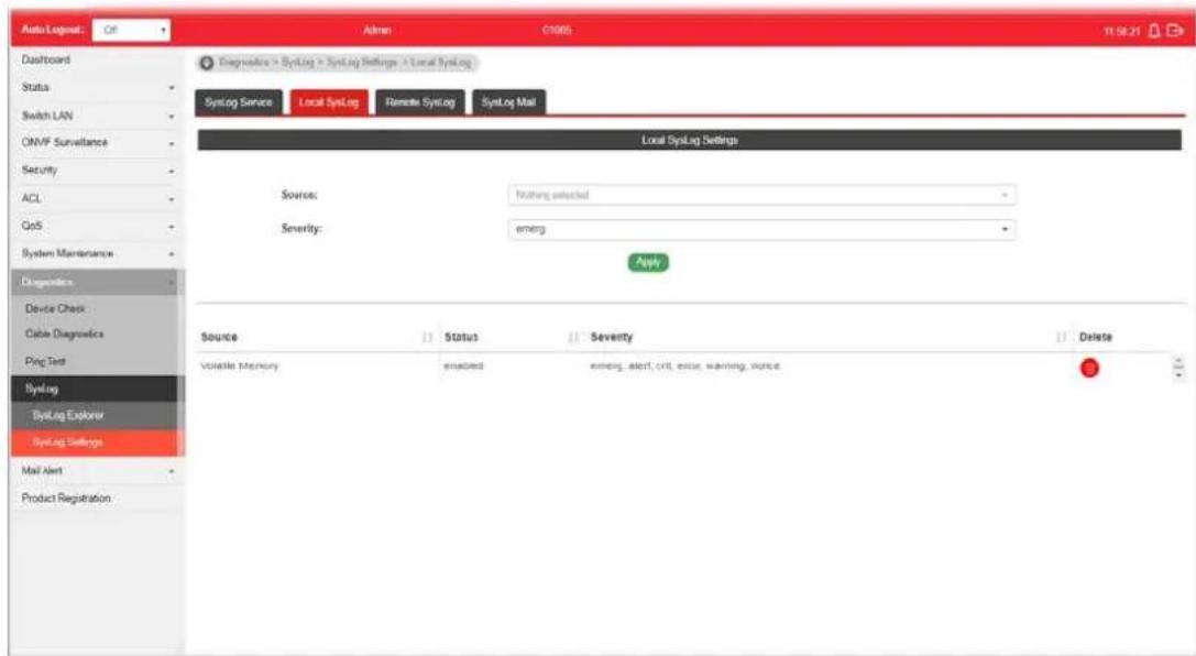 Draytek VigorSwitch G1085 - VIII-4-2-2 Local SysLog - 1