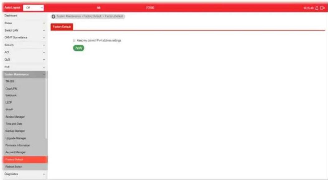 Draytek VigorSwitch P2500 - VIII-12 Factory Default - 1