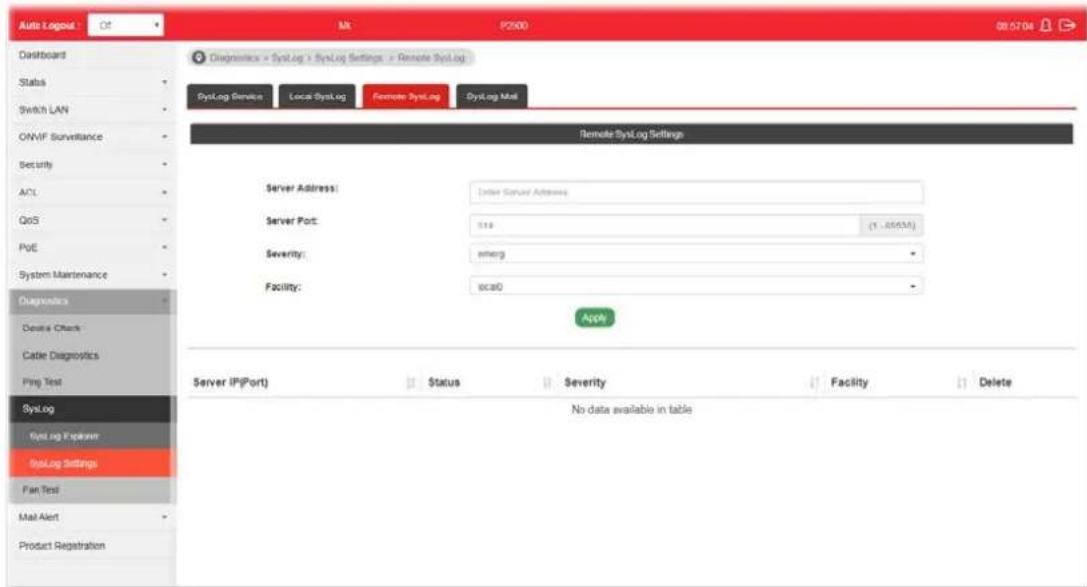 Draytek VigorSwitch P2500 - IX-4-2-3 Remote SysLog - 1